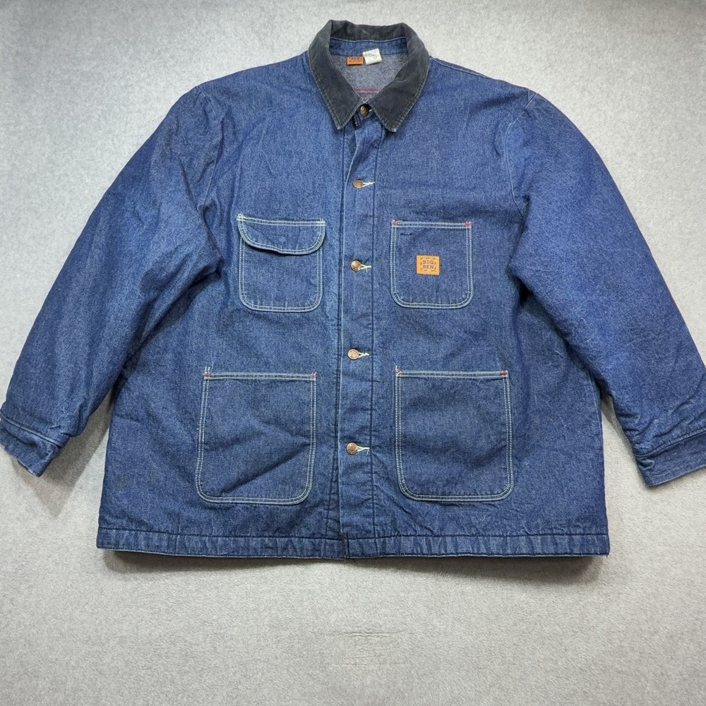 Vintage Wrangler Big Ben Denim Jacket Mens 52 Blue Blanket Lined Chore Made USA